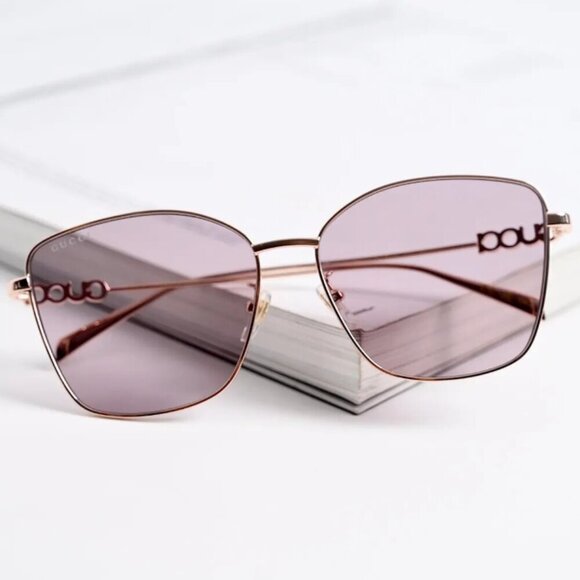 NWT Gucci GG1805SA-003 Gold Violet 60mm Sunglasses